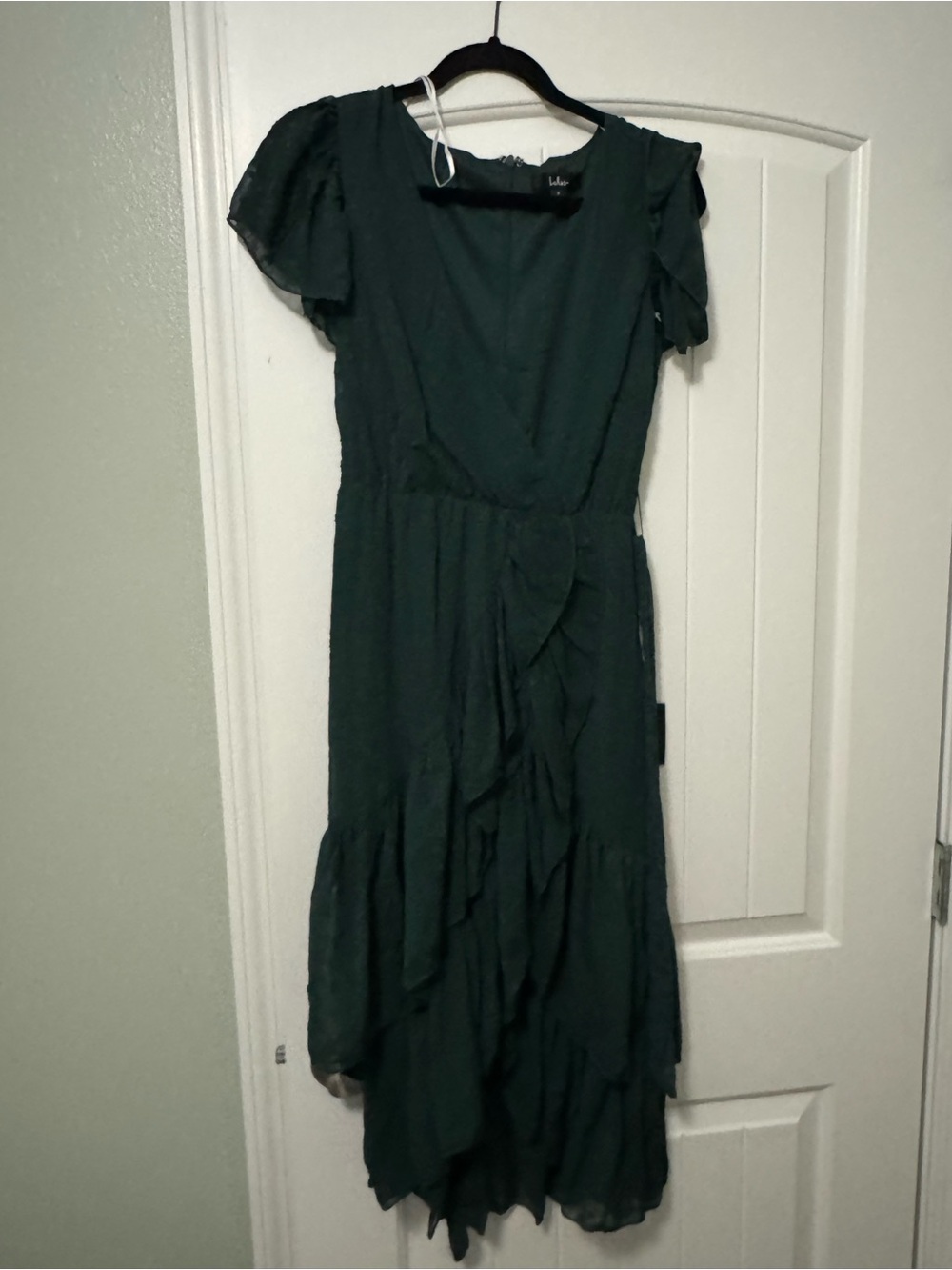 Lulu's Dark Green Ruffle Midi Dress
